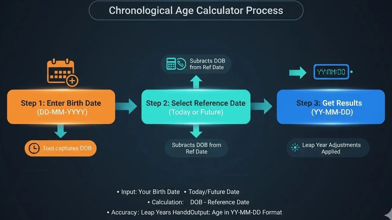 Infographic of Chronological age calculation process explained